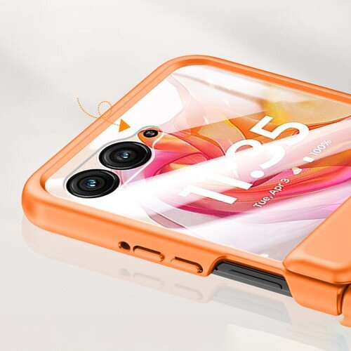 Etui do Motorola Razr 50 Ultra, PC Case, ze szkłem, pomarańczowe