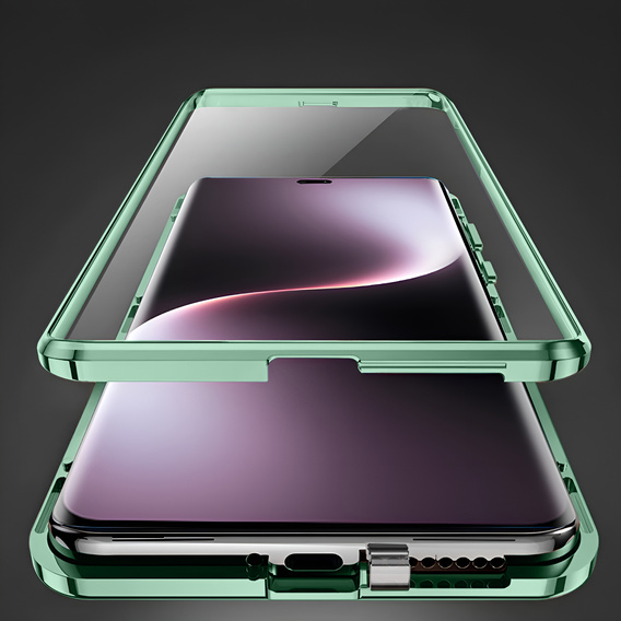 Etui do Honor Magic 7 Lite, Magnetic Dual Glass, zielone