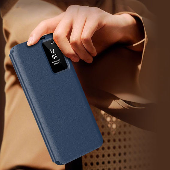 Etui z klapką do Samsung Galaxy S24 FE, Smart View Wallet, granatowe