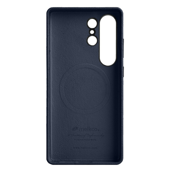 Etui MELKCO do Samsung Galaxy S25 Ultra, skórzane, granatowe