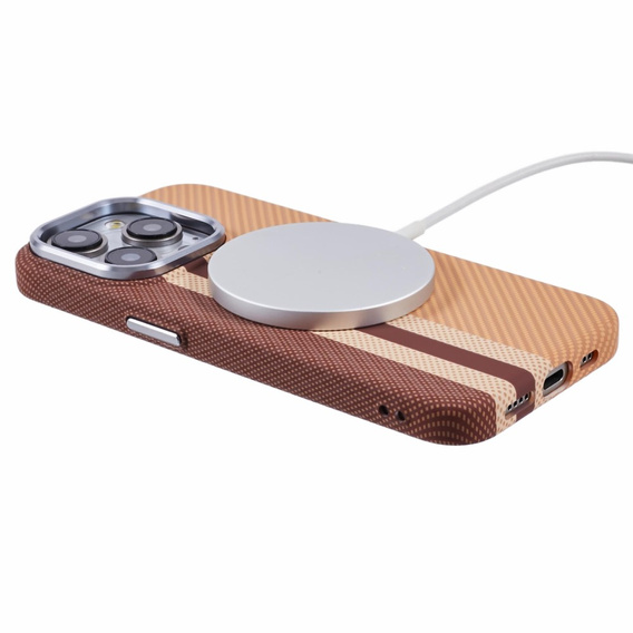 Etui do iPhone 15 Pro, Carbon Fiber MagSafe, żółte