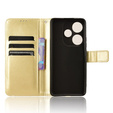 Etui z klapką do Xiaomi Poco F6, Crazy Horse Wallet, złote