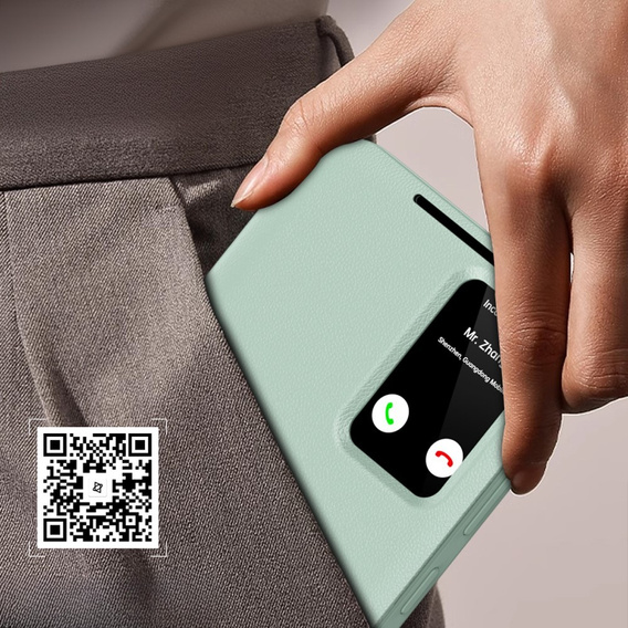 Etui z klapką do Samsung Galaxy S24 FE, Smart View Wallet, zielone