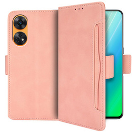 Etui z klapką do Oppo Reno8 T, Card Slot, różowe