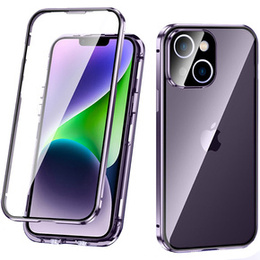 Etui do iPhone 14 Plus, Magnetic Dual Glass, fioletowe