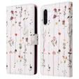 Etui z klapką do Galaxy A56 – drobne kwiaty, ochrona RFID, kieszenie na karty, zdjęcie i banknoty