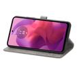 Etui z klapką do Motorola Moto E14, Mandala, szare