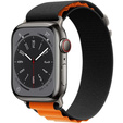 Zestaw Pasek Nylonowy + Etui 2w1 do Apple Watch 7/8/9 45mm, Czarny / Pomarańczowy