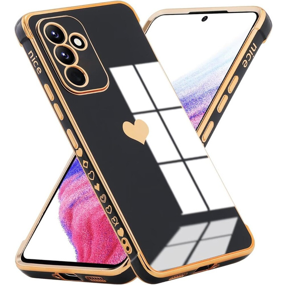 Etui do Samsung Galaxy A25 5G, Electro heart, czarne + Szkło Full Glue Ceramic