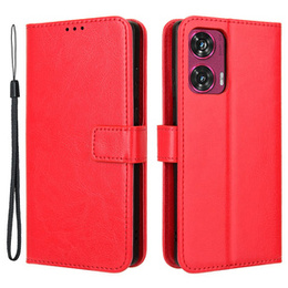 Etui z klapką do Motorola Edge 50 Fusion 5G, Crazy Horse Wallet, czerwone