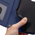 Etui z klapką do Motorola Moto G24 / G24 Power / G04, Rhombus Crossbody Leather, niebieskie