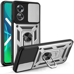 Etui pancerne do Oppo A17, CamShield Slide, srebrne