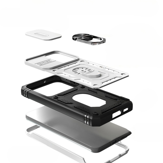 Etui pancerne do Samsung Galaxy S23, CamShield Slide, CamShield Slide, białe / czarne