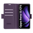 Etui do Oppo Reno 13F / Oppo Reno 13FS, ERBORD Glossy Litchi, portfel z klapką, fioletowe