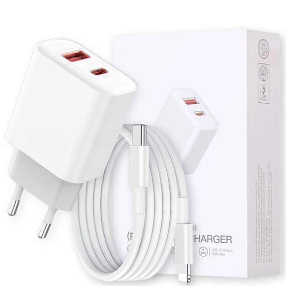Szybka ładowarka USB-C 20W z kablem lightning 1m do iPhone – szybkie i bezpieczne ładowanie każdego dnia