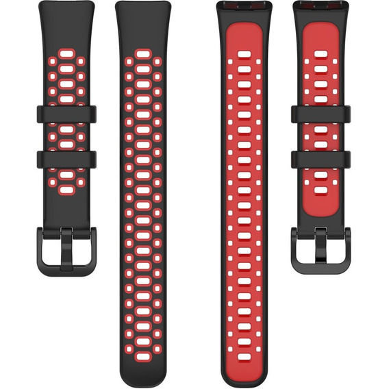 Pasek Silikonowy do Huawei Band 8 / Huawei Band 9 / Huawei Band 10, Czarny / Czerwony