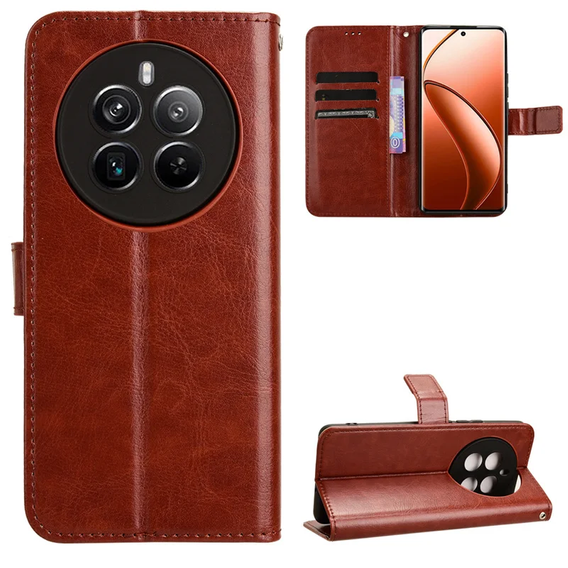 Etui z klapką do Realme 12 Pro 5G / 12 Pro+ 5G, Crazy Horse Wallet, brązowe