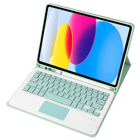 Etui z klawiaturą do iPad 11" 2025 A16 (11 gen.) / iPad 10.9" 2022 (10 gen.), TouchPad Pen Slot, jasnozielone