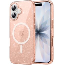 Etui do iPhone 17, do MagSafe, brokat, półprzezroczyste złote