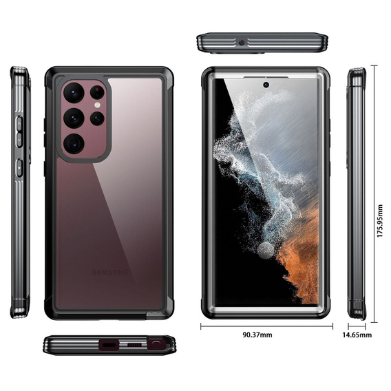 Etui do Samsung Galaxy S23 Ultra, Shockproof, z folią, czarne