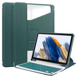 Etui z klawiaturą do Samsung Galaxy Tab A9+, Rotary 360° Leather, ciemnozielone
