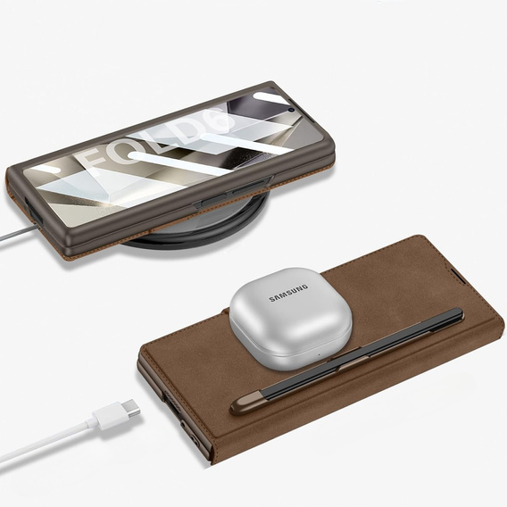 Etui portfelowe z klapką brązowe do Samsung Galaxy Z Fold 7 5G