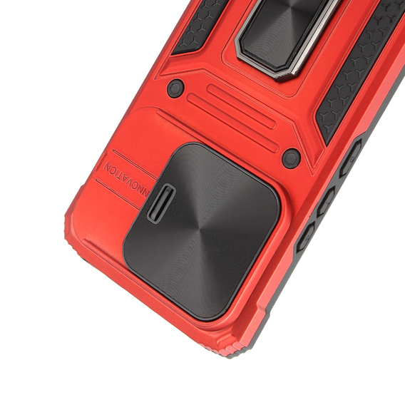 Etui pancerne do Xiaomi Redmi Note 13 Pro 5G, CamShield Slide, czerwone + Szkło Hartowane 9H