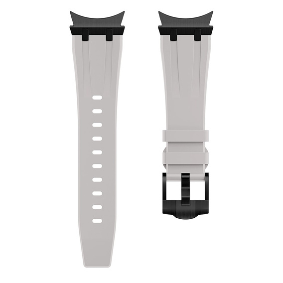 Pasek silikonowy do Samsung Galaxy Watch 4/5/6/7/FE 40/42/43/44/45/46/47mm, Beżowy / czarna klamra