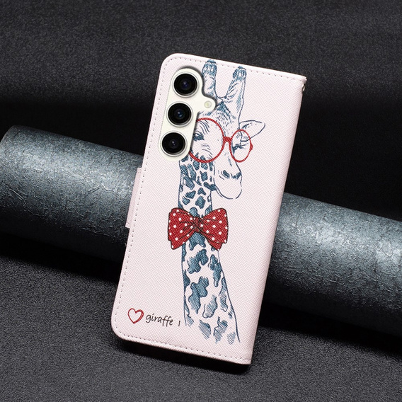 Etui z klapką do Samsung Galaxy S23 FE, Wallet, Giraffe różowe