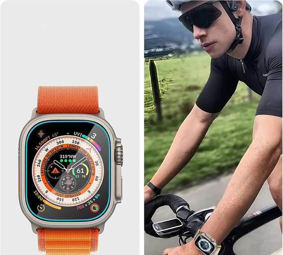 2x Szkło Hartowane z ramką do montażu ERBORD do Apple Watch Ultra 1/2/3 49mm
