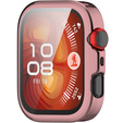 2w1 Etui silikonowe z osłoną ekranu do Huawei Watch Fit 4 – lekka ochrona wyświetlacza i boków - różowe