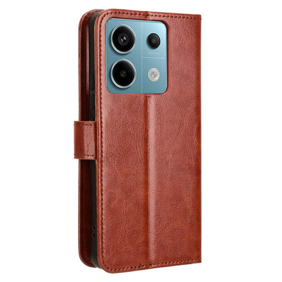 Etui z klapką do Xiaomi Redmi Note 13 Pro 5G, Crazy Horse Wallet, brązowe