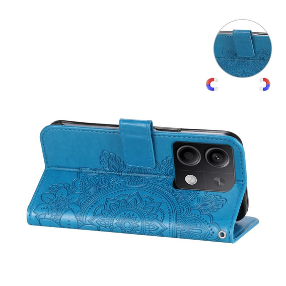 Etui z klapką do Xiaomi Redmi Note 13 5G, Mandala, niebieskie