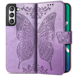 Etui z klapką do Samsung Galaxy S21 FE, Butterfly, jasnofioletowe