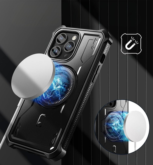 Etui pancerne do iPhone 14 Pro Max, Dexnor Full Body do MagSafe, czarne