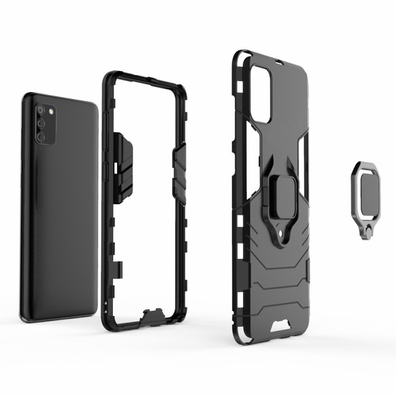 Etui do Samsung Galaxy A03s, Kickstand Ring, czarne