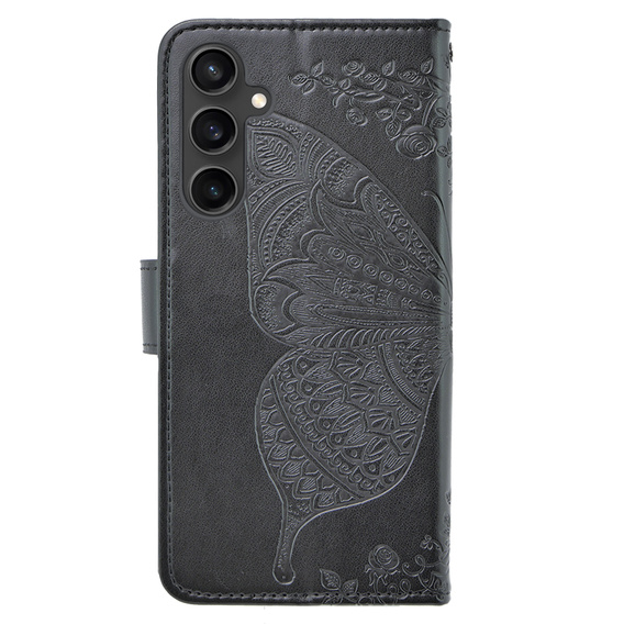 Etui z klapką do Samsung Galaxy S23 FE, Butterfly, czarne