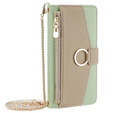 Etui z klapką do Motorola Edge 40 Neo 5G, Wallet Zipper Pocket, z lusterkiem, zielone
