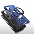 Etui do Samsung Galaxy S24, pancerne z podstawką i blaszką do uchwytu, niebieskie