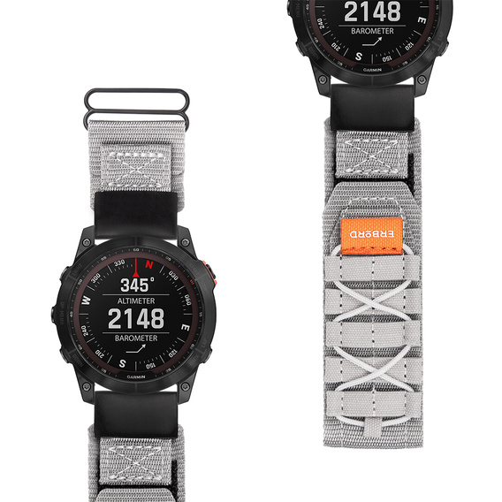 Pasek Nylonowy ERBORD Runner Quickfit do Garmin Fenix 5/6/6 PRO/7 Forerunner 965/955/945, Szary