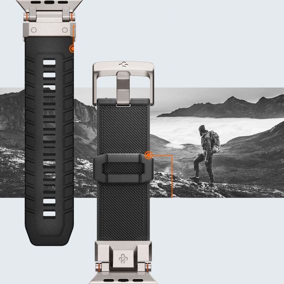 Pasek SPIGEN do Apple Watch 1/2/3/4/5/6/7/8/9/SE/Ultra/Ultra 2 42/44/45/49MM, Durapro Armor, Czarny