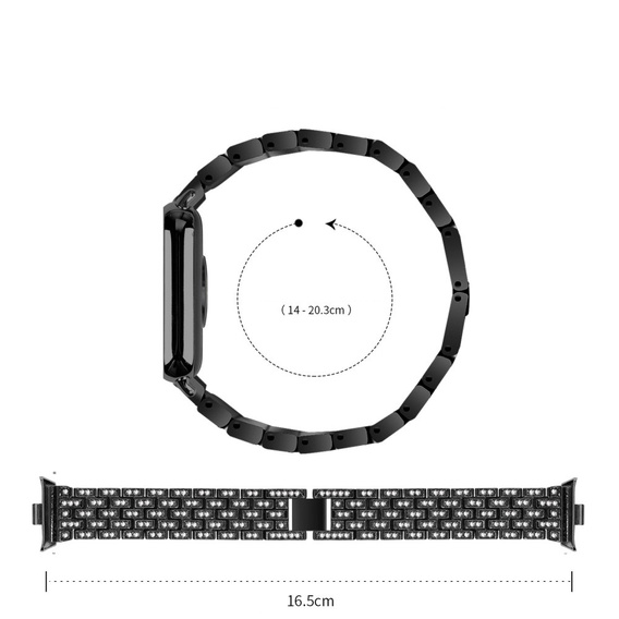 Bransoleta z Diamentami do Xiaomi Smart Band 8 Pro / Xiaomi Smart Band 9 Pro, Czarne