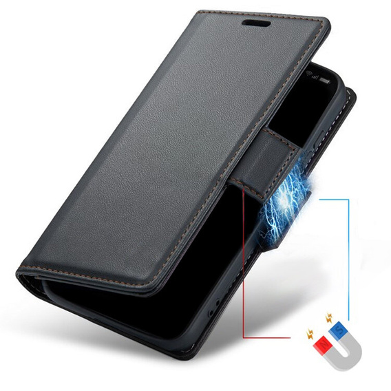 Etui do Samsung Galaxy A26 5G, ERBORD Glossy Litchi, portfel z klapką, czarne