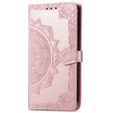 Etui z klapką do Motorola Moto E20/E30/E40, Mandala, różowe rose gold