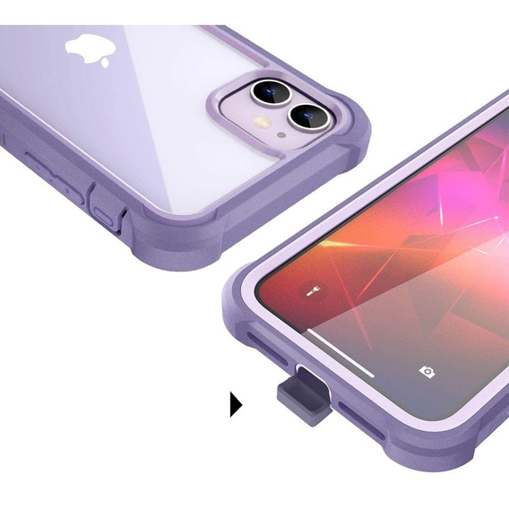 Etui do iPhone 11, Dexnor Full Body Rugged, przezroczyste / fioletowe
