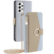 Etui z klapką do Samsung Galaxy A53 5G, Wallet Zipper Pocket, z lusterkiem, niebieskie