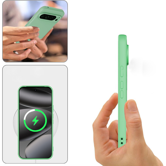 Etui silikonowe do Google Pixel 10 / 10 Pro, do MagSafe, zielone