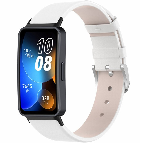 Pasek Skórzany do Huawei Band 8 / Huawei Band 9 / Huawei Band 10, Biały