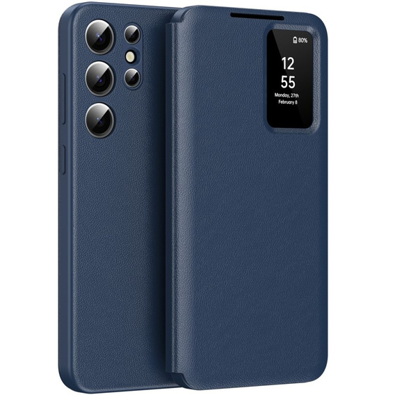 Etui z klapką do Samsung Galaxy S22 Ultra, Smart View Wallet, niebieskie