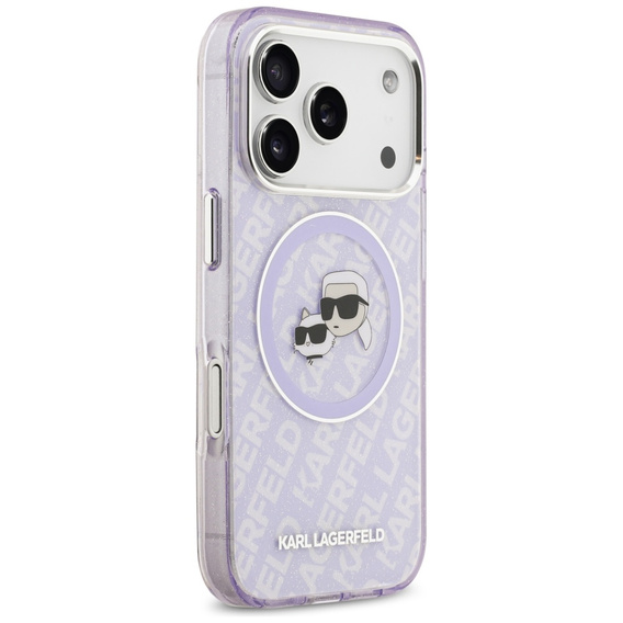 Etui Karl Lagerfeld IML Glitter Karl & Choupette Heads Logo MagSafe do iPhone 17 Pro